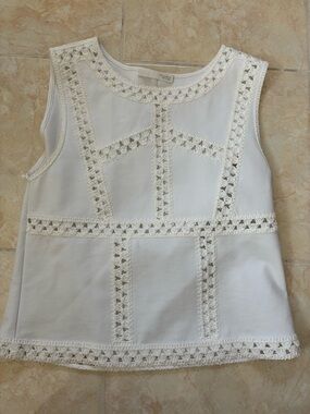 Zara White Crochet-Detail Tank